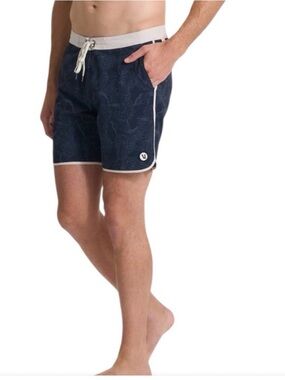Vuori Navy Swim Trunks with White Trim